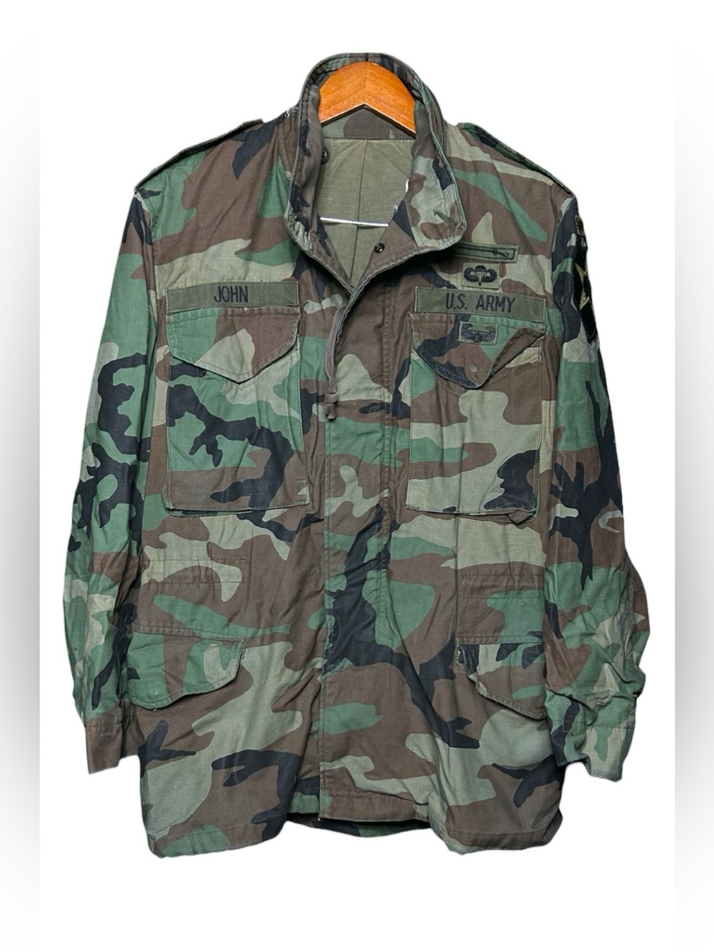 Vintage 1984 US Army M-65 Field Jacket Woodland Camo Military Small Regular